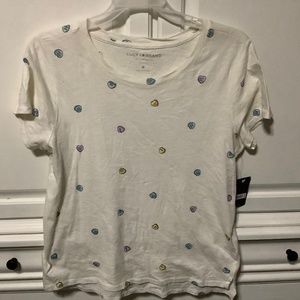 Lucky Brand NWT ladies short sleeve tshirt with hearts with words in them